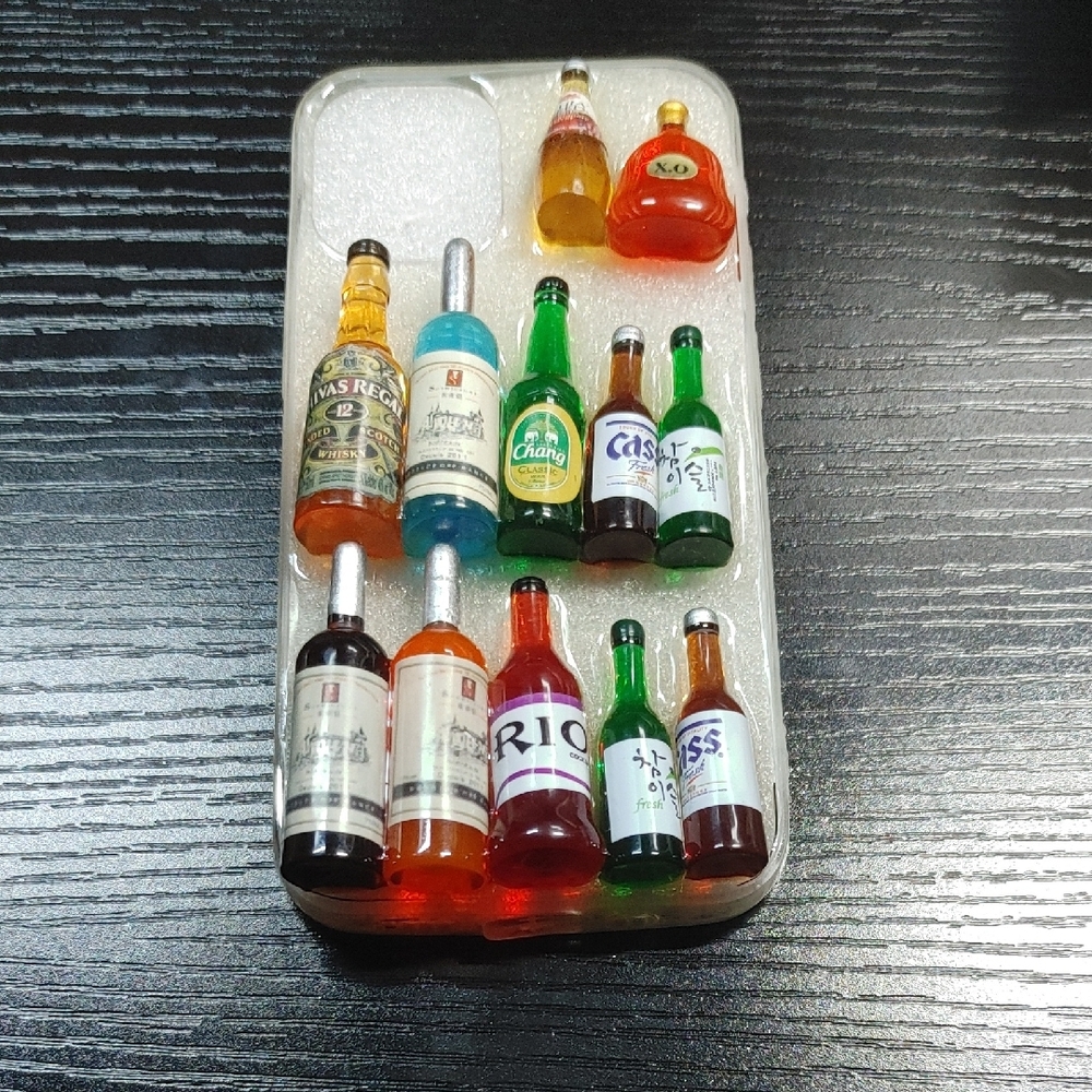 For iPhone 12 Mini Miniature Assorted Beverage Bottle Protective Phone Case - Picture 2 of 5